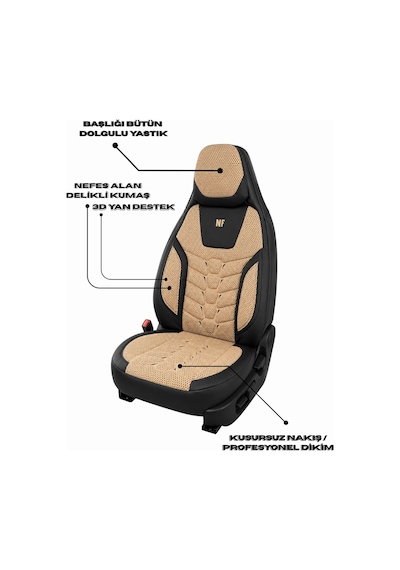 Fiat Egea Cross Araçlara Uyumlu Ön Arka Takım Oto Koltuk Kılıfı - Cellaura 32488351