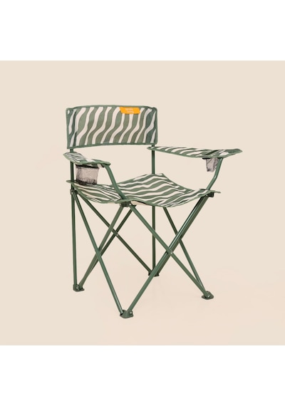 Living Zebra Desen 2'li Kamp Sandalyesi - Yeşil - 50x50x78 Cm Çok Renkli