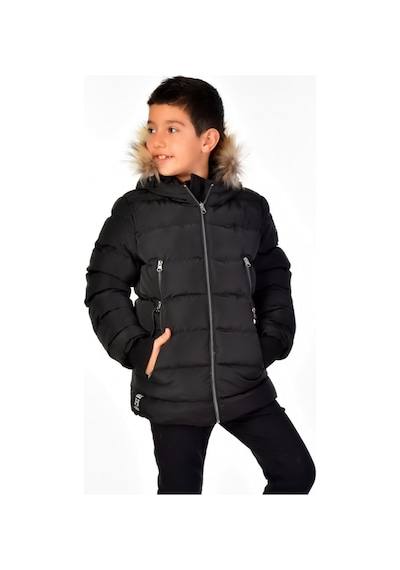 Natürel Kürklü Erkek Çocuk Mont 51248 Siyah