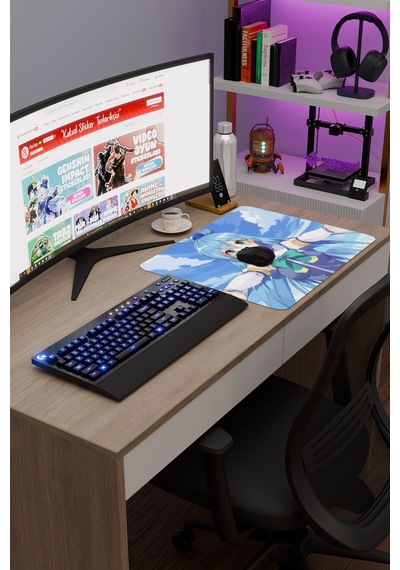 Konosuba Kaymaz Dikişli Kauçuk Oyuncu Mousepad V5 - 48x40 Xl Gaming Mouse Pad Fare Altlığı