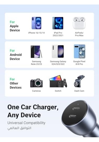 Çift Pd Type-c Çıkışlı 50w Araç Çakmaklık Şarj Cihazı