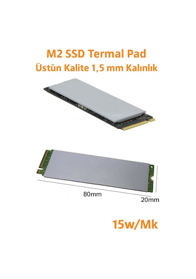 M2 Ssd Termal Pad - Gri Renk 1,5 Mm Kalınlık 80x20 Mm 15w/mk
