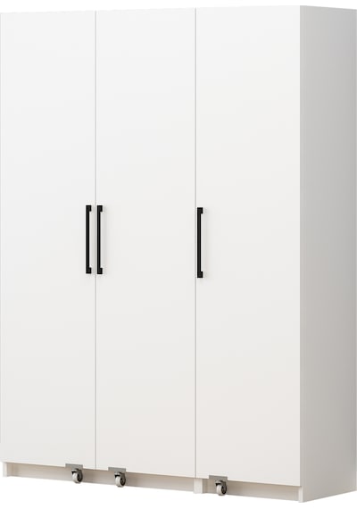 Erzak Dolabı 3 Kapaklı 180 Cm Çok Amaçlı Banyo Kiler Dolabı Beyaz Beyaz