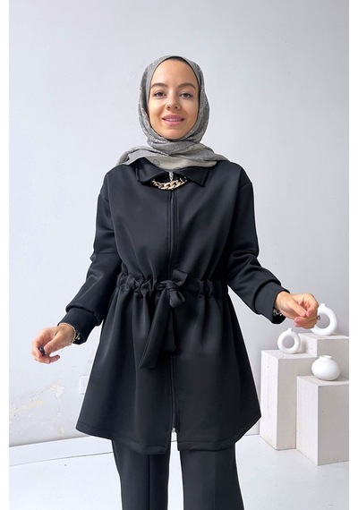 Kahijab Kolye Detay Scuba Takım - Siyah