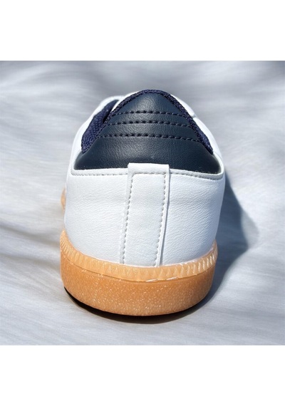Kadın Spor Ayakkabı Beyaz Sneaker Bordo Çizgili Günlük Rahat Kaymaz Taban Bağcıklı