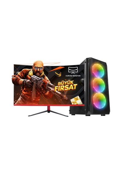 Ramtech Racer KX10-M i5-12400F 32 GB 960 GB SSD 6 GB GTX1660Ti 23.6" Dos Masaüstü Oyuncu Bilgisayarı