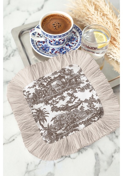 Klasik Fransız Stil Püsküllü Sunum Peçetesi - Vintage Country Rustik Bardak Altlığı Sunum Mendili Çok Renkli