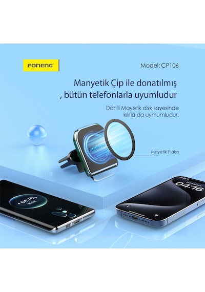 Foneng Cp106 Manyetik Araç İçi Telefon Tutucu Araba Havalandırma