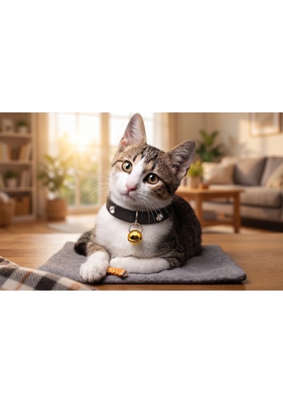 Jadda El Yapimi Deri Kedi Tasmasi Zilli Deri Kolay Açilan Klips Tokali Sarı
