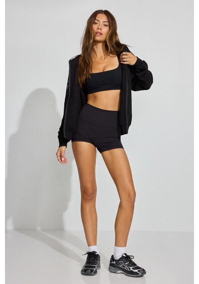 Seeh Siyah Fermuarlı Kadın Sweatshirt Sh263 Standart