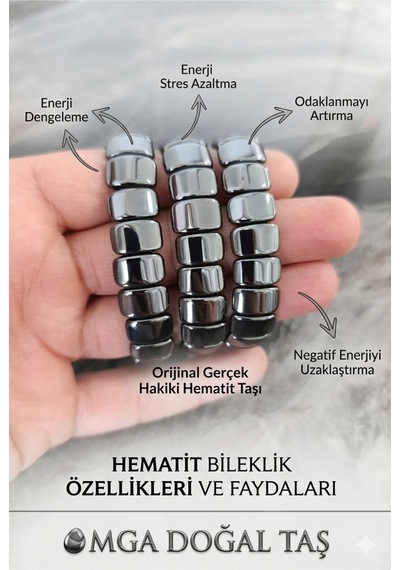 Hematit Bileklik - Hematit Taşı Bileklik - Testesteron Bileklik Gri Gri