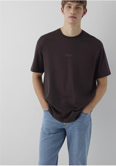 Mavi Erkek Logo Baskılı İnterlok T-shirt M0613102 Kahverengi