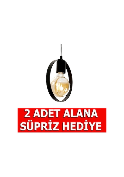 Bundera Halka Sarkıt Avize Tekli Siyah Modern Yuvarlak Ferforje