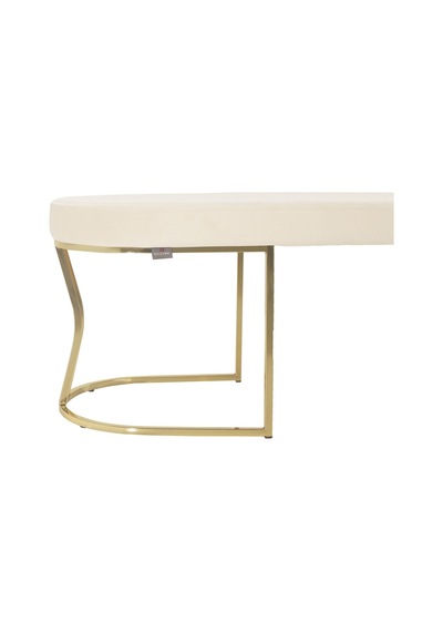 Viego Gold Smooth- Beyaz Kapitoneli Model Puf & Bench & Koltuk- Oturak-uzun Makyaj Puff-yatak Odası Ucu &önü