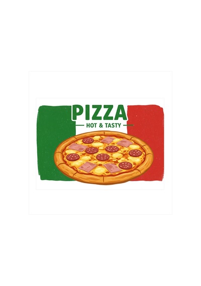 Pizza Lezzet Posteri Desenli Mdf Tablo