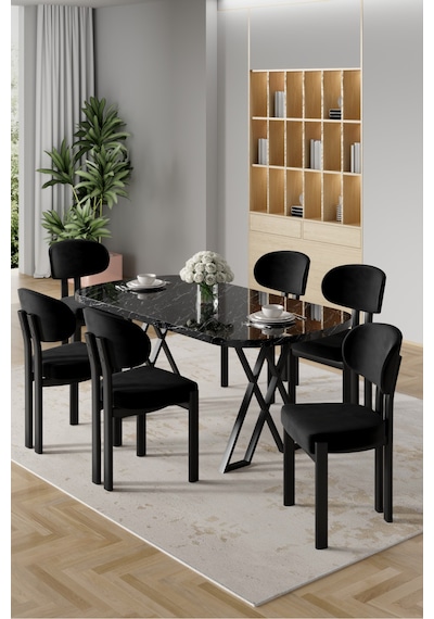 Canisa Radon Serisi Mdf 90x168 Sabit Siyah Mermer Desen Mutfak Masa Takımı 6 Siyah Sandalye Siyah Mermer Desen Masa Siyah Sandalye Canisa Radon Serisi Mdf 90x168 Sabit Siyah Mermer Desen Mutfak Masa Takımı 6 Siyah Sandalye Siyah Mermer Desen Masa Siyah Sandalye