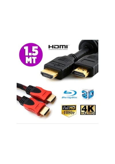 1 5M Digiturk D-Smart Ve Uydu Hdmi Kablo Siyah-Örgülü