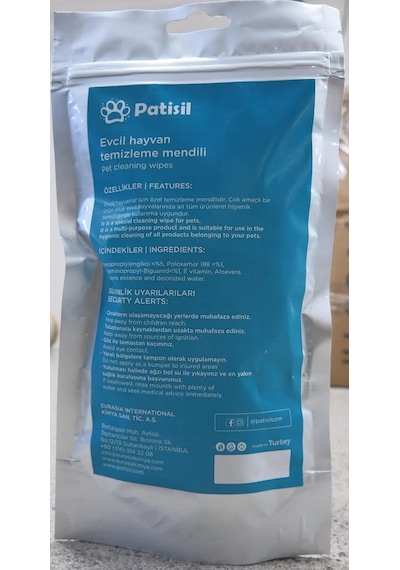 Patisil Evcil Hayvan Temizleme Mendili Tekli 10 Lu Paket Pts001