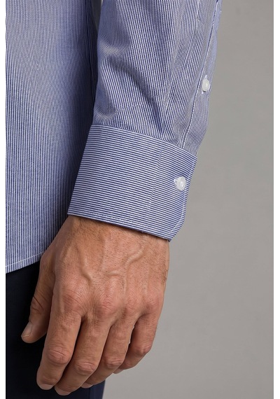 Bisse Lacivert Regular Fit Pamuk Cepsiz Uzun Yaka Gömlek Gmczg252080 C39