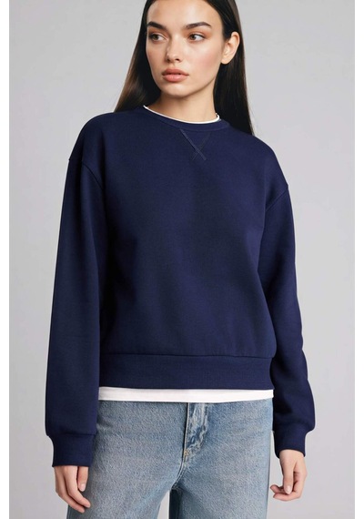 Defacto Relax Fıt Basıc Düz Kalın Sweatshirt Kumaşı Sweatshirt H2149ax25wnnv251 Lacivert-nv251