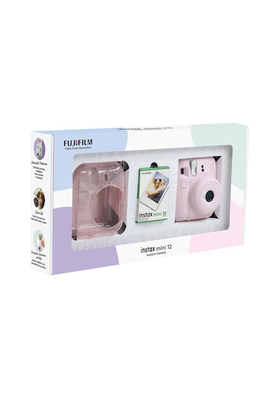 Fujifilm Instax Mini 12 Fotoğraf Makinesi + 10'lu Film + Pleksi Kılıf  Pembe