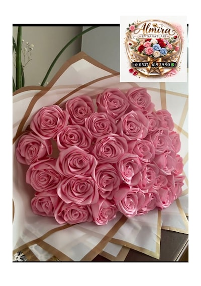 Solmayan Gül Buketi Toz Pembee Açık Pembe