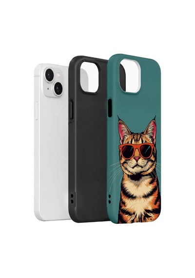 Velvoria Valestra Gözlüklü Cool Kedi Apple iPhone Uyumlu 14 Darbe Korumalı Kılıf Valestra Select - Gözlüklü Cool Kedi