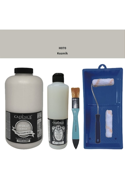 Mobilya Boyası-cadence Multisurface H-070 Kozmik 2000ml Ultimate Vernik Mat 500ml Saten Rulo Set Kozmik