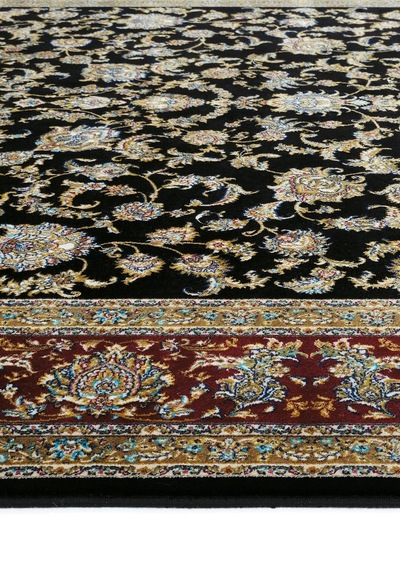 Cool Halı Zerabi Siyah Vintage Halı Gold Klasik Çerçeve %100 Doğal Otantik Oturma Odası Salon Halısı