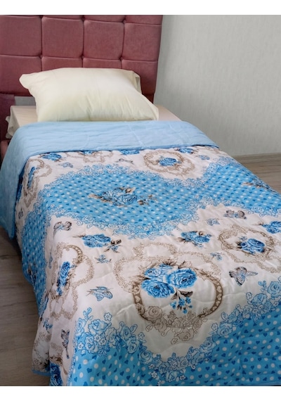 Tek Kişilik Pike 155x215 Cm Makinede Yıkanabilir Kapitone Pike Mavi