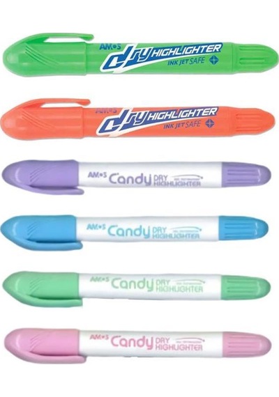 Amos Candy Jel Fosforlu Kalem 6'lı Set