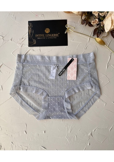 Lily Baby Puantiyeli Pamuk Ağlı Transparan Esnek Normal Bel İthal Gri
