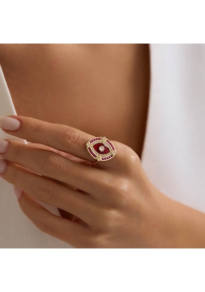 Passion Eye 14 Ayar Altın Yüzük Ruby T14425 Renkli