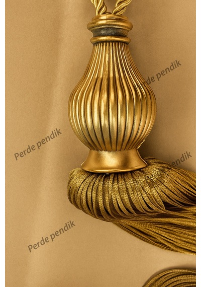 Modern Fon Perde Toplama Aparatı Gold Kornişe Takmalı Tavan Braçolu, Perde Aksesuarı 1 Adet Gold Kuka - Gold