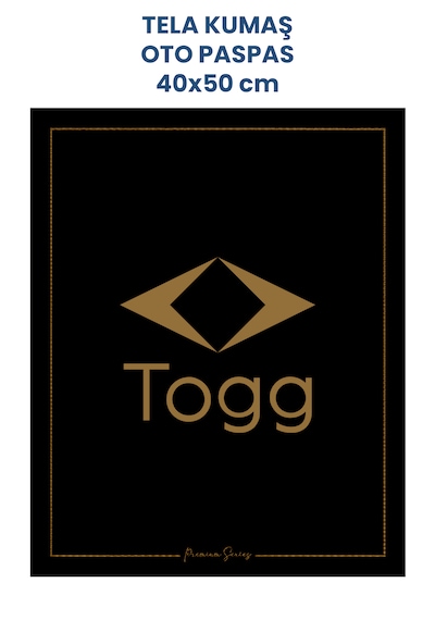 Tela Kumaş Suya Dayanıklı 40x50cm Togg 50adet Oto Paspas Siyah Altın Rengi Baskı Kağıt Değil