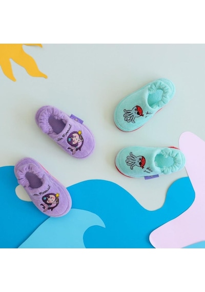 Milk & Moo Milk&moo Çocuk Ev Terliği Pırıltılı Deniz Kızı Mor