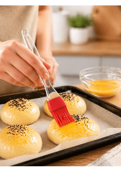 Beylini 2'li Yumurta Fırçası Silikon Yağ Su Hamur Pasta Isıya Dayanıklı Yağlama Ve Soslama Fırçası