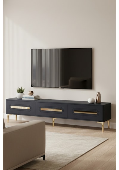 Tsa1806ag Rany Tv Sehpası Antrasit-gold 180cm Antrasit - Altın