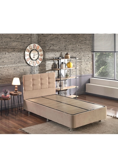 Nironyatak Niron Polo Baza Ve Başlık Seti -120X200 Cm Tek Kişilik Sütlü Kahv