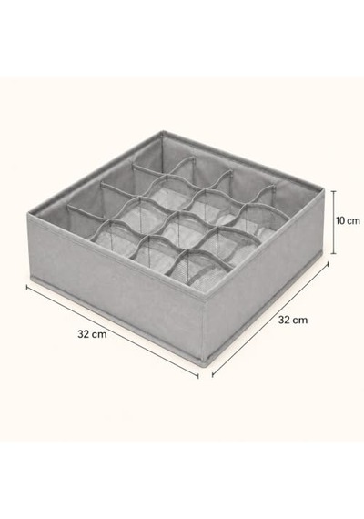 Deconox 6 Bölmeli Fermuarlı Kapaklı Bez Organizer 32 X 15 X 10 Cm, Katlanabilir Çekmece Ve Dolap İçi Düzenleyici, Tekli