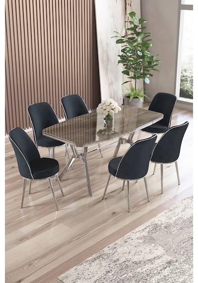 Canisa Lena Serisi 90x160 Lak Panel Antrasit İroni Krom Kaplama Ayaklı Masa Takımı Ve 6 Antrasit Sandalye Antrasit İroni Masa Antrasit Sandalye Ayaklar Krom Canisa Lena Serisi 90x160 Lak Panel Antrasit İroni Krom Kaplama Ayaklı Masa Takımı Ve 6 Antrasit Sandalye Antrasit İroni Masa Antrasit Sandalye Ayaklar Krom
