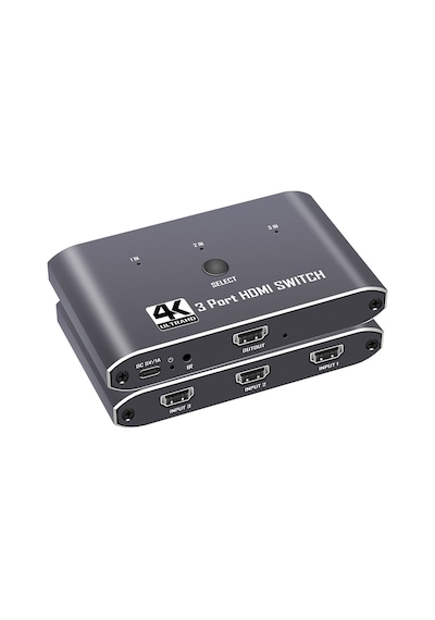 Gplus 4K321M 3 Port HDMI 2.0 4K 60Hz HDR HDCP 2.2 EDID CEC Metal Switch