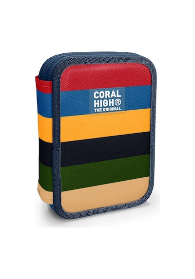 Coral High Erkek Çocuk Çok Renkli Çizgi Desenli Katlı Organizer Kalemlik Kalem Kutusu 31103 Sarı - Siyah