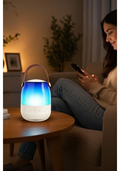 Premium Aydınlatma Müzik Sever Gece Lambası Bluetooth Hoparlör Led Işıklı Speaker D22