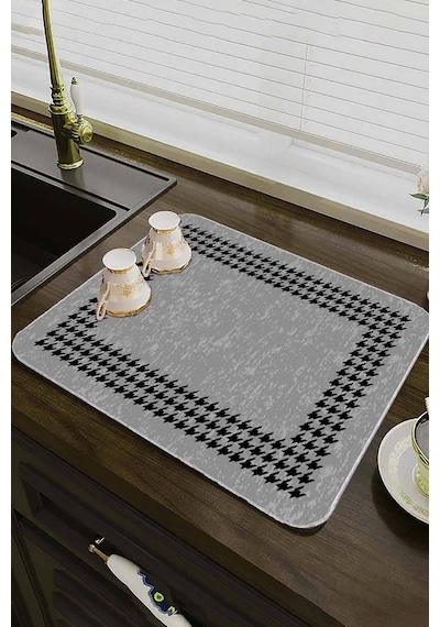 Gri Kazayağı Microfiber Bulaşık Kurutma Kurulama Matı Mm005