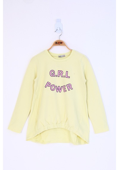 Toontoy Kids Toontoy Kız Çocuk Grl Power Baskılı Tişört Sarı
