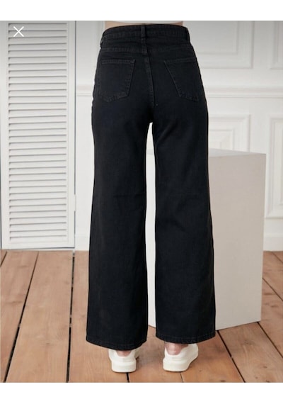 Lavajeans Kadın Siyah Lavajeans Yüksel Bel Bol Paça Kot Pantolon Siyah