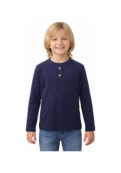 Monox Erkek Çocuk 3 Lü Paket Uzun Kollu Henley Yaka Sweatshirt Lacivert Saks Kiremit