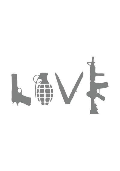 Love Silahlar Sticker 17x17 Cm Gri