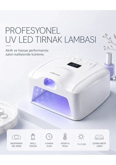 L8 Başparmak Kabinli 78 Ledli Dual Tırnak Kurutucu Uv Led Lamba Çift Girişli Manikür Pedikür Tırnak Lambası Beyaz